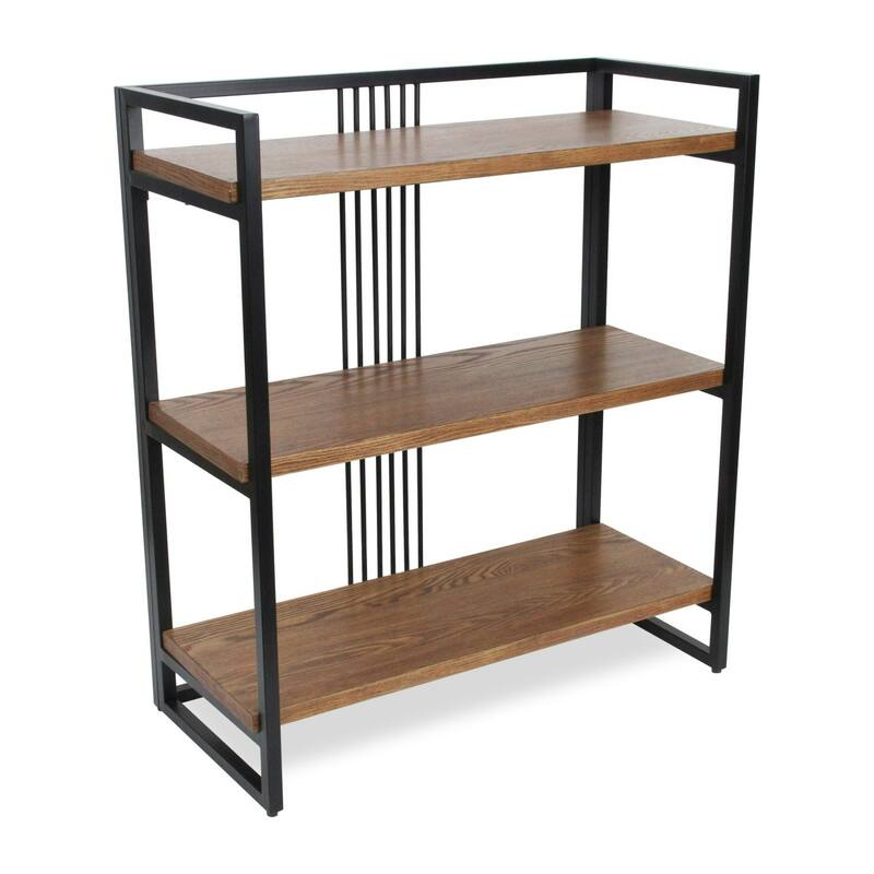 3-Tier Handmade Display Shelf - 34.5" - Brown and Black