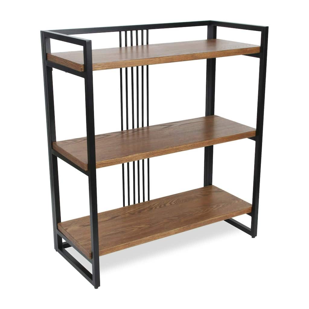 3-Tier Handmade Display Shelf - 34.5" - Brown and Black