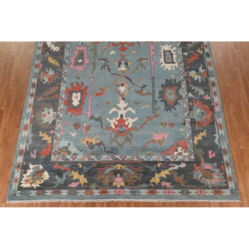 Floral Oushak Indian Area Rug Handmade Wool Carpet - 9'3"x 11'11"