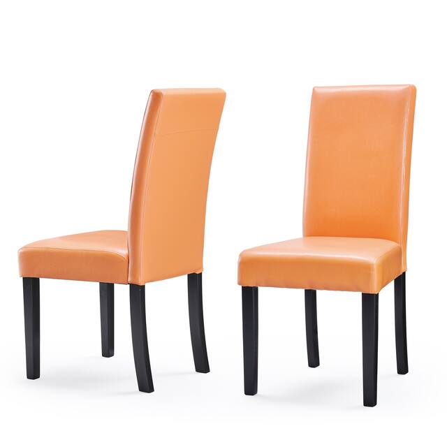 Monsoon Villa Faux Leather Parson Dining Chairs (Set of 2) - Sunrise Orange
