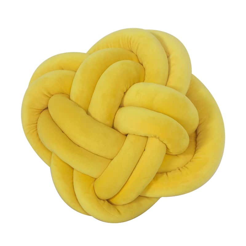 Adeco 13.7" Modern Velvet Knot Ball Throw Pillow