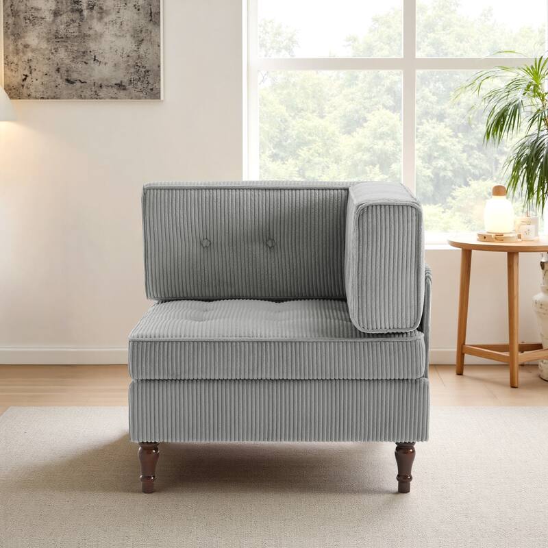 Modern Corduroy Corner Armchair Armless Chair sofa