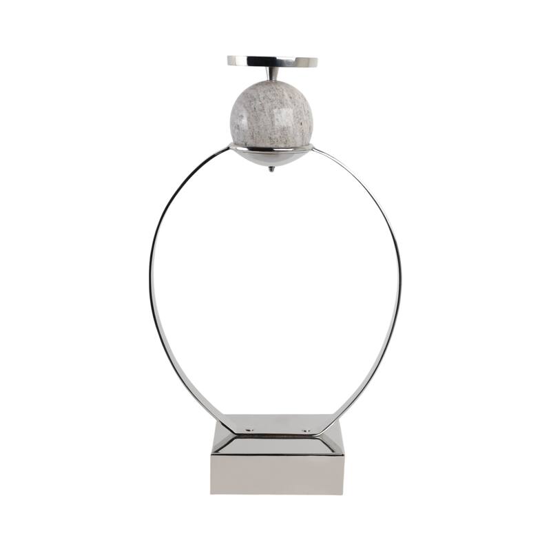 Candle Holder - Metal with Marble Sphere