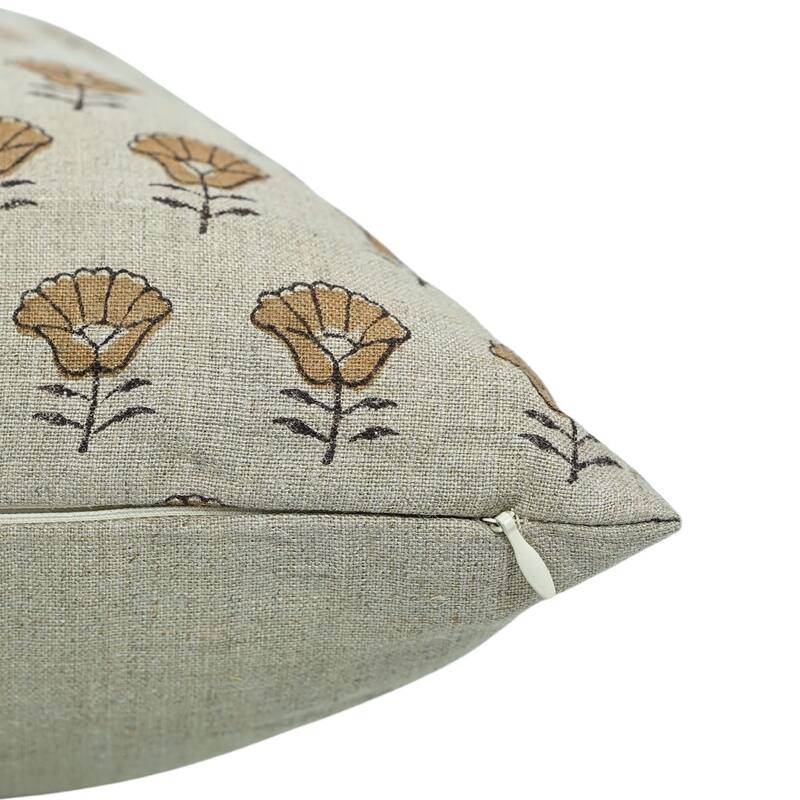 Linen Farmhouse Block print pillow Cover - Kohinoor