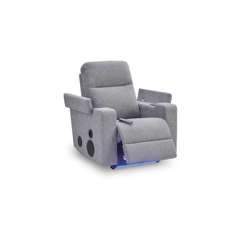 Signature Design by Ashley Vassalboro Light Gray Power Glider Recliner with Audio System