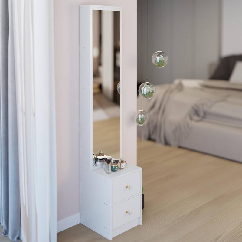 11.8" x 15.7" x 63" Simple Stylish Dressing Mirror Cabinet,Full Body Mirror Cabinet,Multi Layer High Capacity Storage