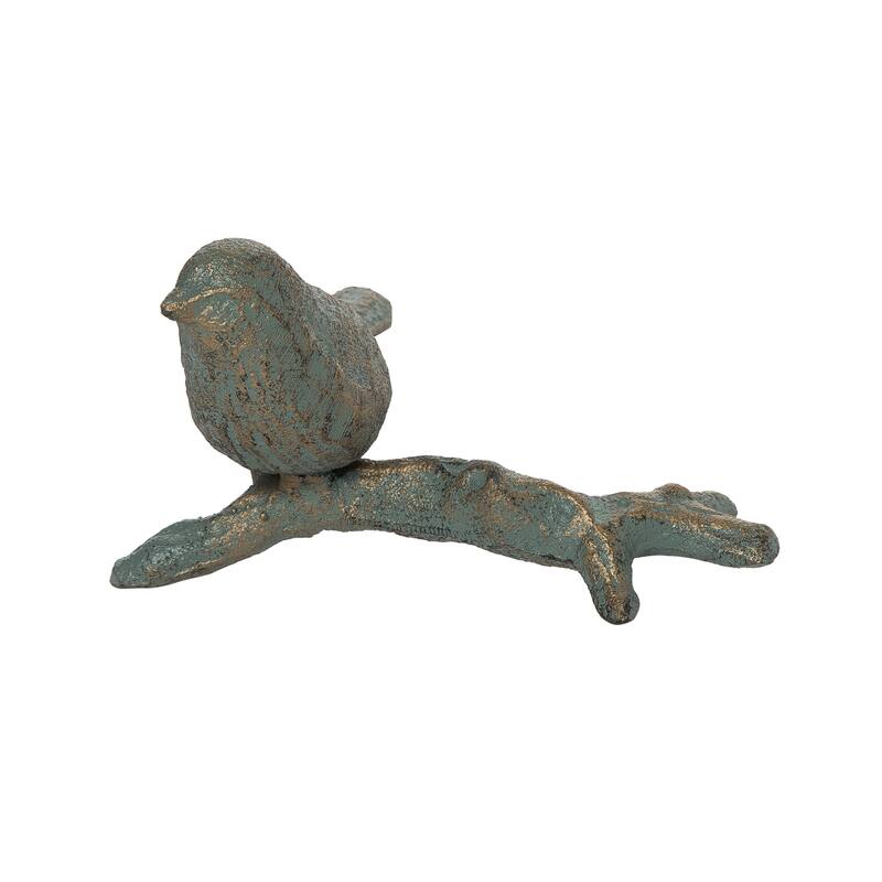 Transpac Metal 4.72 in. Green Everyday Bird on Branch Figurine