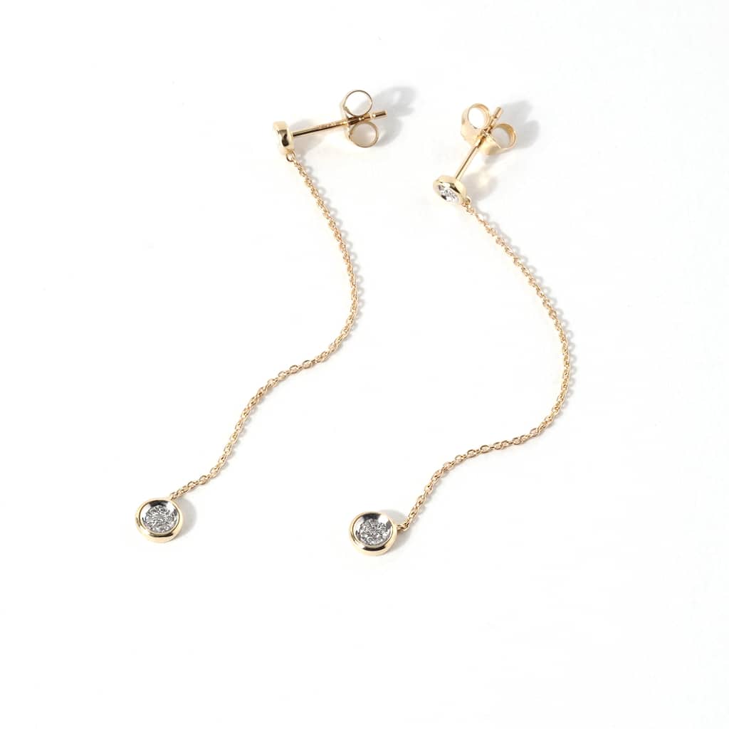 14k Gold 1/20ct TDW Diamond Linear Drop Earrings for Women