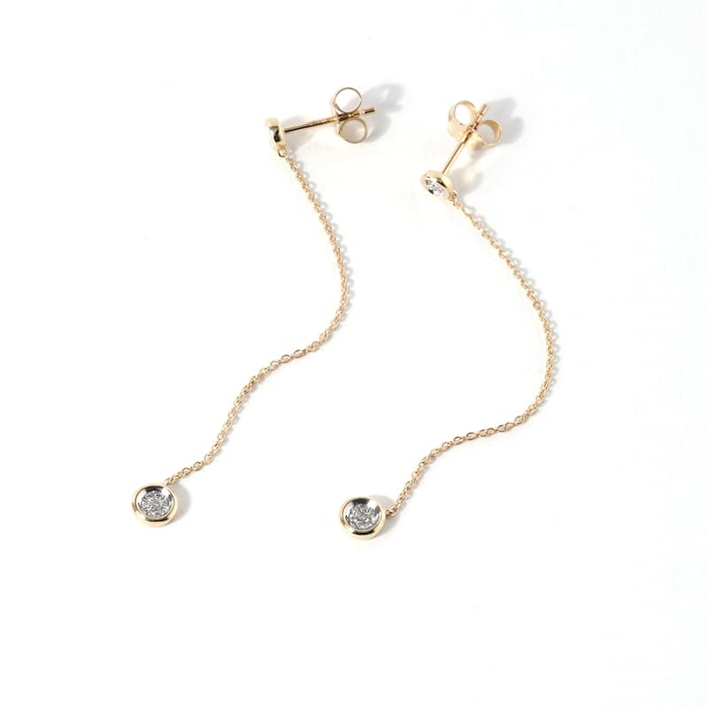 14k Gold 1/20ct TDW Diamond Linear Drop Earrings for Women