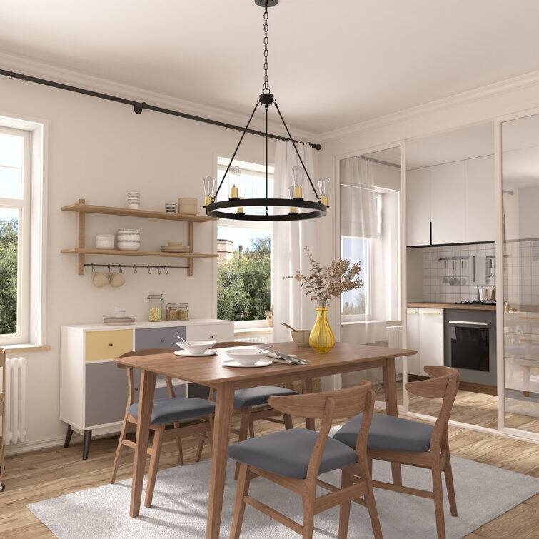 Acroma 6-light Candle Style Wagon Wheel Chandelier for dining room