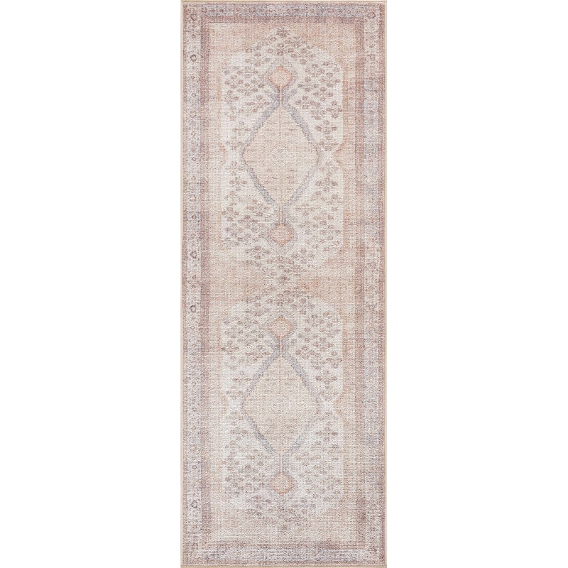 Reseca Oriental Traditional Vintage Distressed Machine Washable Area Rug