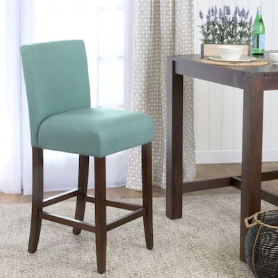 HomePop 29-inch Bar Height Textured Aqua Upholstered Barstool
