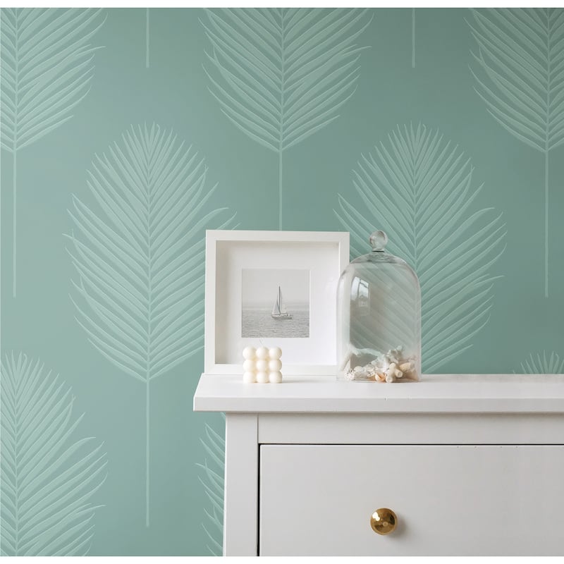NextWall Palm Leaf Paintable Peel and Stick Wallpaper - 20.9 in. W x 18 ft. L