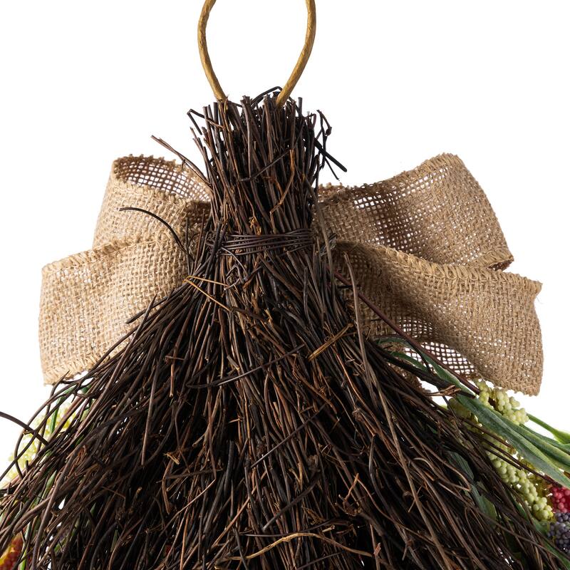 Glitzhome Pink, Purple & Yellow Mixed Heather Wreath Teardrop Garland