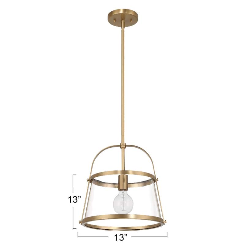 Fallon Metal and Clear Glass Ceiling Light - 13.1"L x 13.1"W x 13.3"H