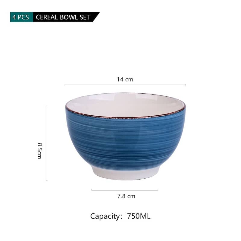 vancasso Bella 5.5 Inch Stoneware Large Serving Bowl Set,24Oz.