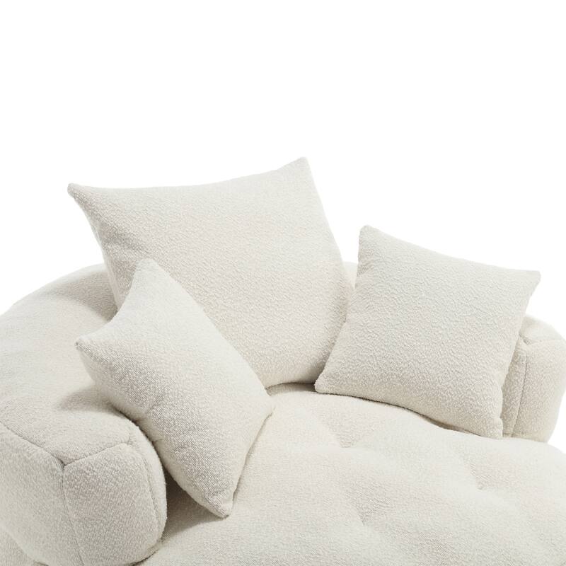 Chenille Sponge Single Sofa, Oversized Round Accent Chair Sleeper Couch Chaise Lounges for Living Room Bedroom Projection Room