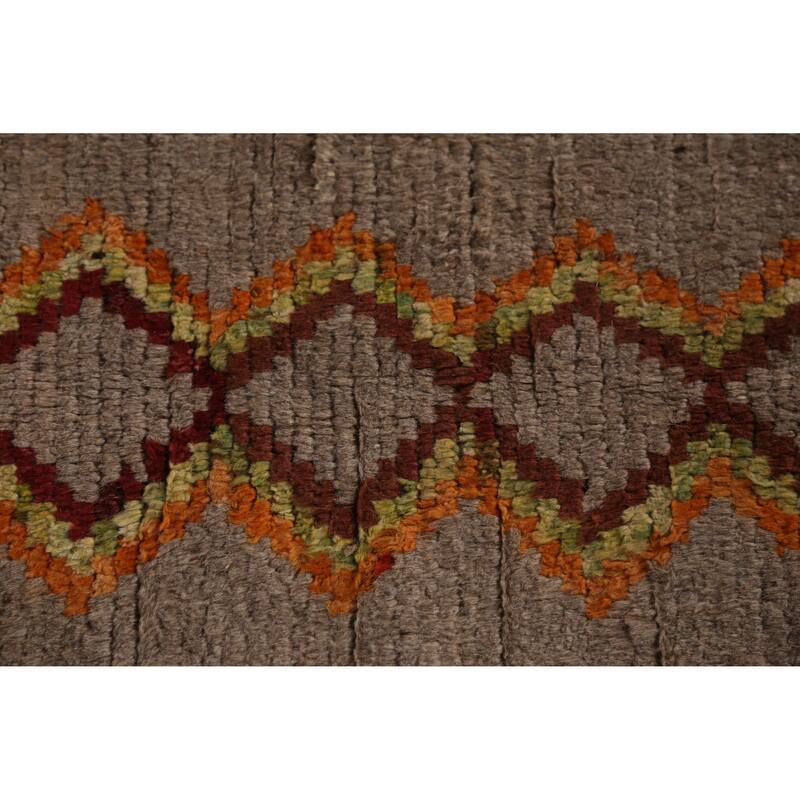 Geometric Brown Moroccan Oriental Area Rug Handmade Wool Carpet - 8'4" x 9'9"