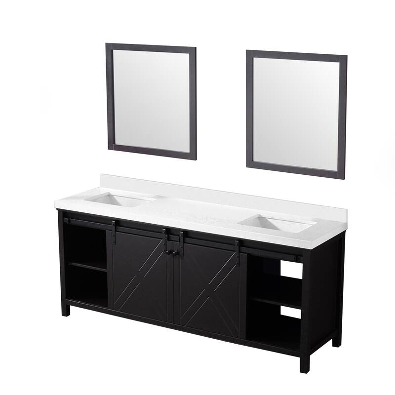 Marsyas Bath Vanity, White Quartz Countertop and Mirrors