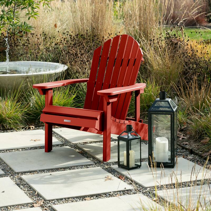 Eco-friendly Synthetic Wood Folding and Reclining Adirondack Chair