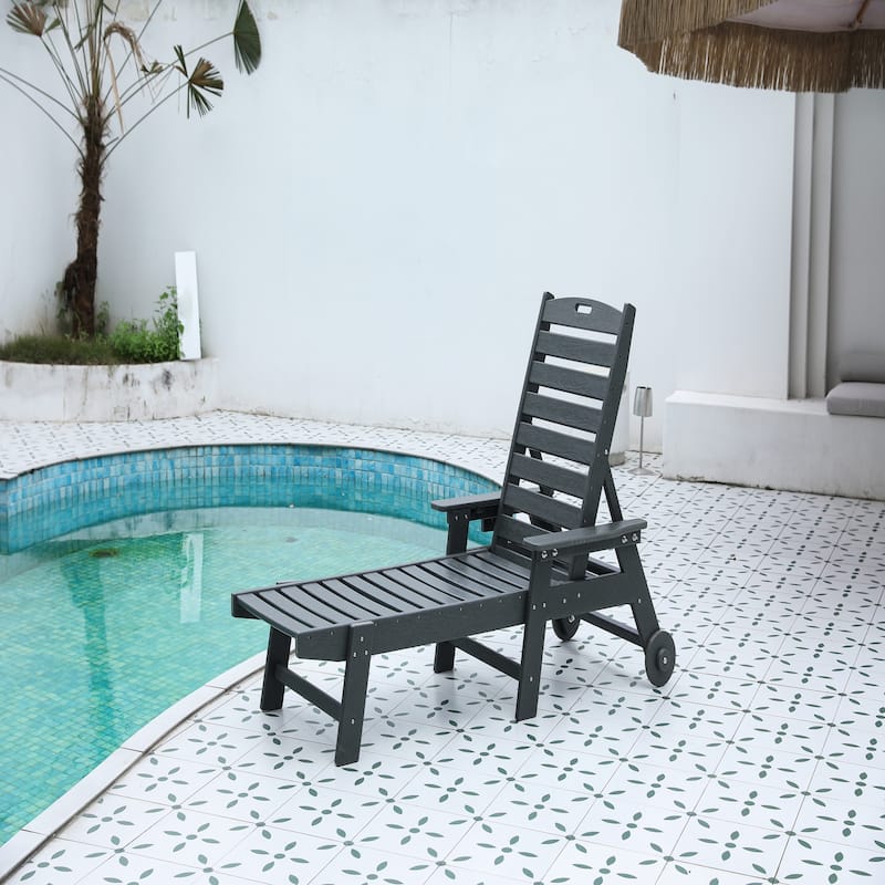 Lounge Chair Outdoor with Wood Texture, Grey
