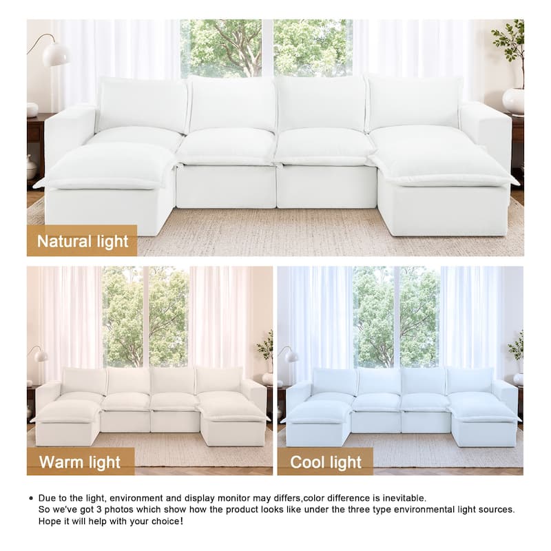 Chenille No Assembly Modular Sectional Sofa Cloud Couch with Ottoman