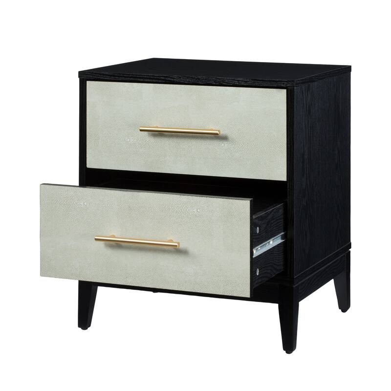 Sango Shagreen 2 Drawer Nightstand, Black- Stylish and Functional Storage