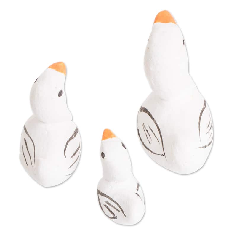 Novica Handmade Goose Family Ceramic Figurines (Set Of 3)