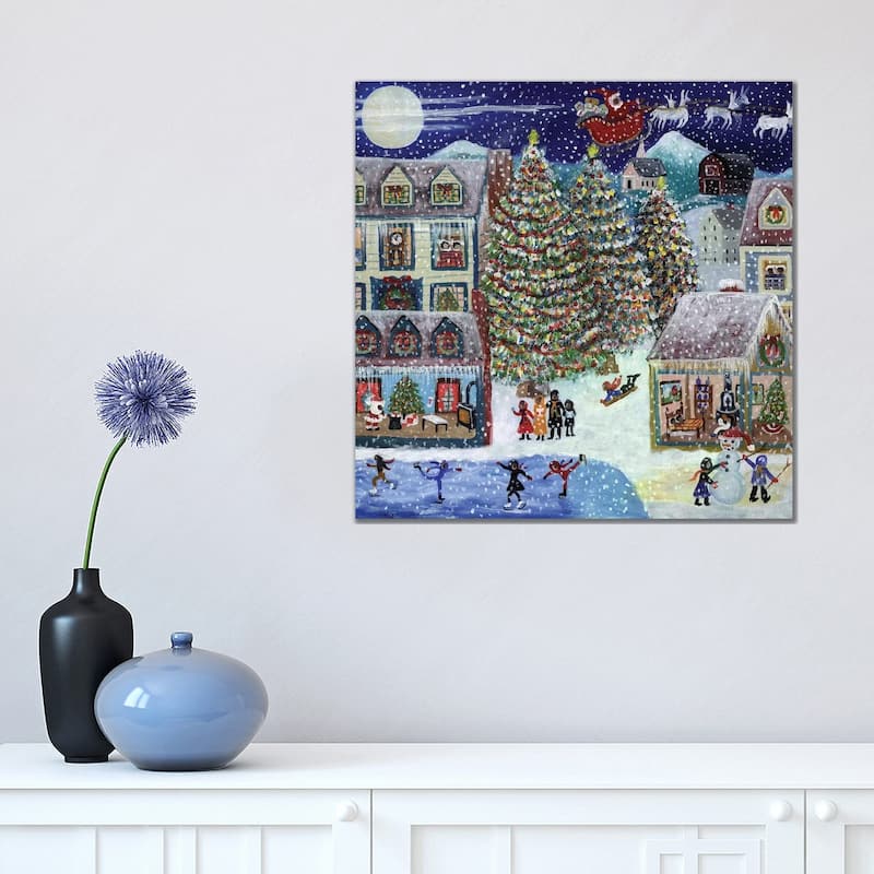 iCanvas "Santa Christmas Village" by Cheryl Bartley Canvas Print - 18x18x1.5
