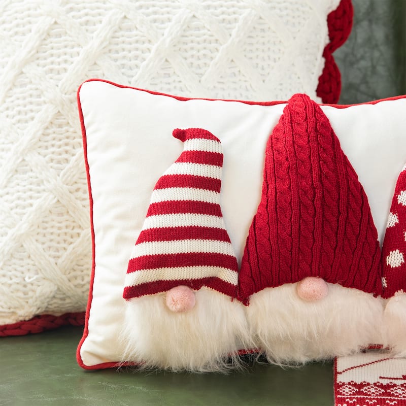 Glitzhome 18"L 3D Heavy Knitted Gnome Christmas Throw Pillow for Sofa Couch Bed