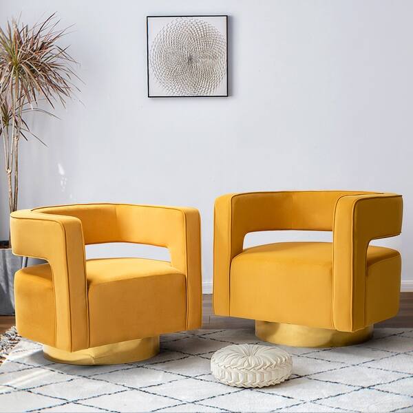 slide 1 of 118, Carisa Swivel Barrel Chair with Open Back,Set of 2 MUSTARD