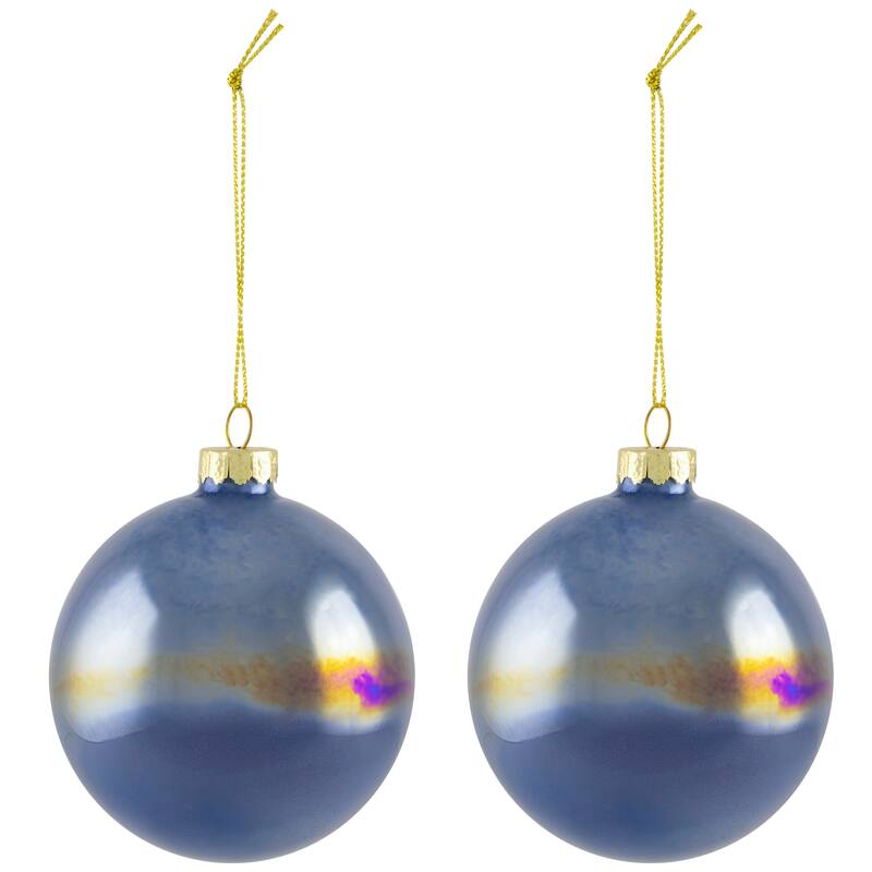 Shiny Glass Ball Christmas Ornaments - 3" (80mm) - Blue, Green and Teal - 6ct