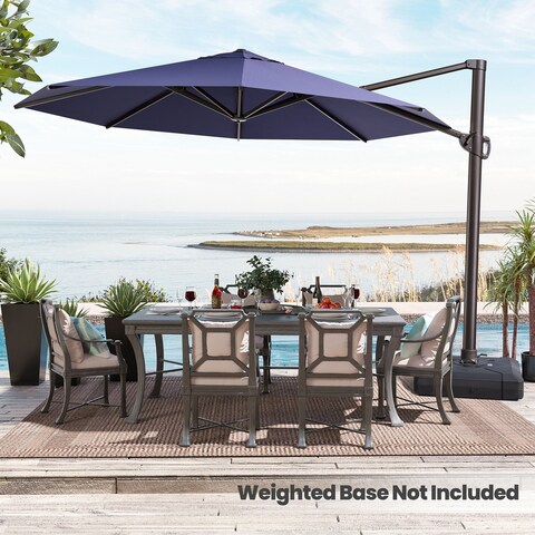 Crestlive Products 12ft Round Cantilever Patio Umbrella with 7-position Adjustment and 360-degree Rotation