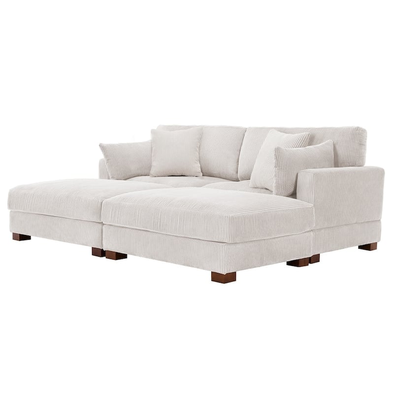 Modern Corduroy Modular Couch Sectional Sofa With Pillows