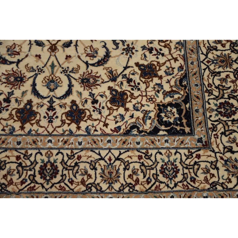 Hand Knotted Oriental 100% Wool Carpet Traditional Floral Beige & Ivories Nain Area Rug - 5' 0'' X 3' 3''