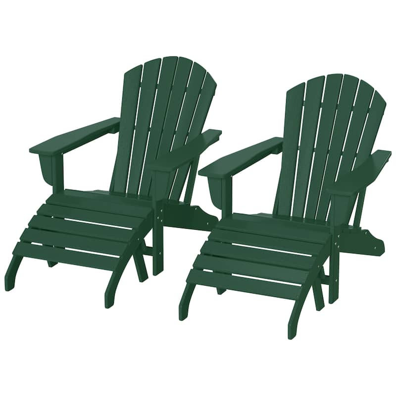 Altura Outdoor Eco-Friendly All Weather Adirondack Chairs with Ottomans (4-Piece Conversation Set) - Dark Green