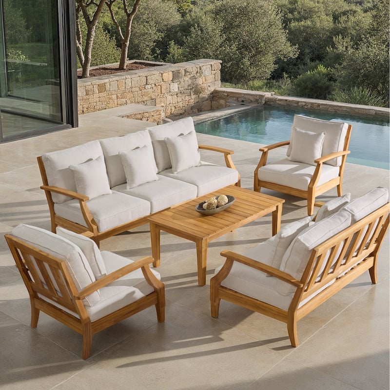 SAFAVIEH Couture Outdoor Patio Furniture Martinique Wood Arm Chair - 31"W x 36"D x 33"H