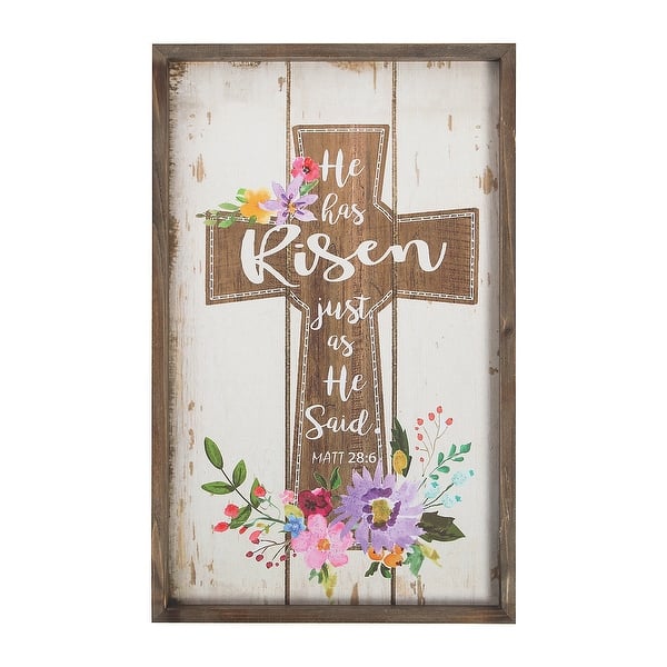 slide 1 of 2, He Is Risen Easter Home Decor Sign, Religious Signs, 11 1/2" x 18 1/2" -1 piece - 11 1/2" x 18 1/2"