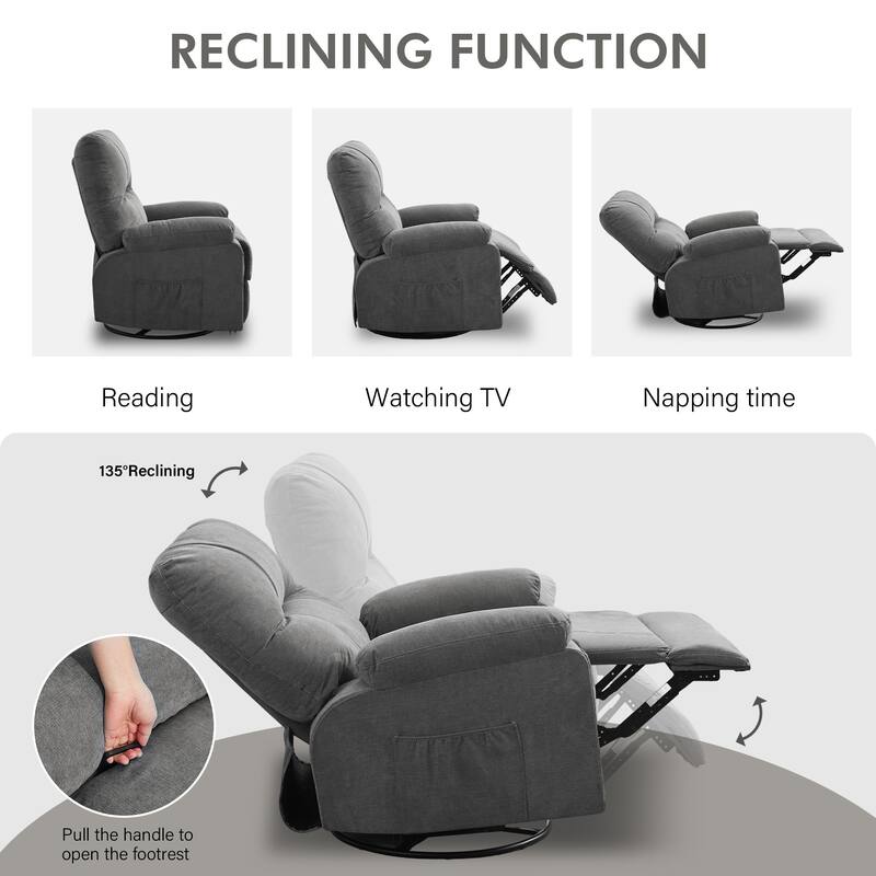 Recliner chair,360 degree rotating swing single sofa chair