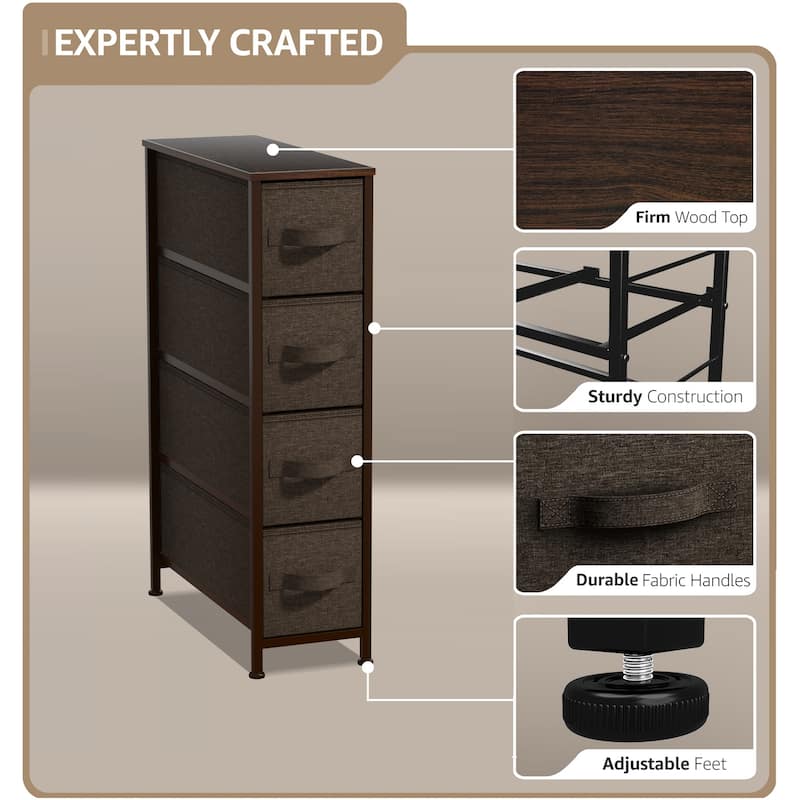 Narrow Dresser Tower with 4 Drawers - Vertical Storage for Bedroom