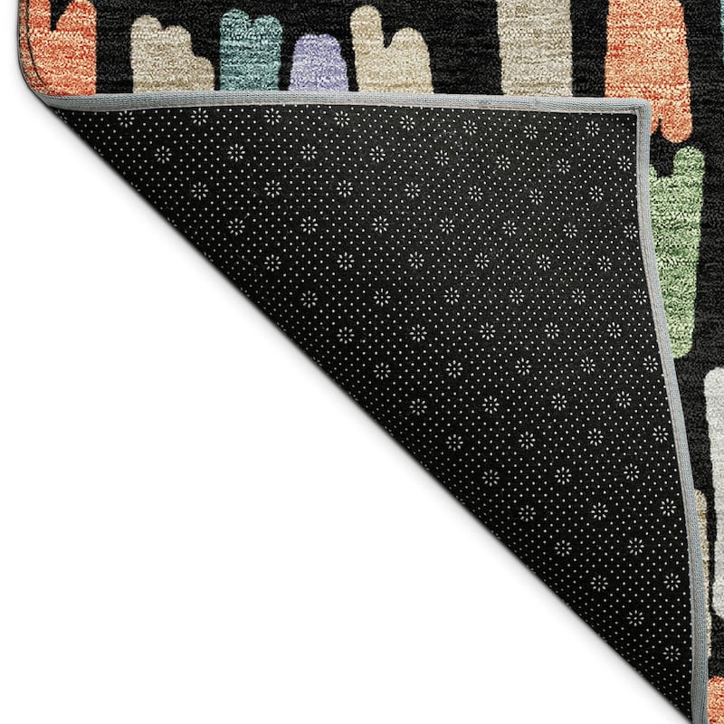 Machine Washable Indoor/ Outdoor Modern Mosaic Chantille Rug