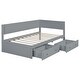 preview thumbnail 26 of 28, Beige Twin Wood Daybed with 2 Drawers, Guardrail, Vintage Style, No Box Spring