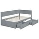 preview thumbnail 26 of 28, Twin Size Daybed with 2-Storage Drawers and Guardrail, Solid Pine Frame, No Box Spring Required, Beige Vintage Style for Bedroom