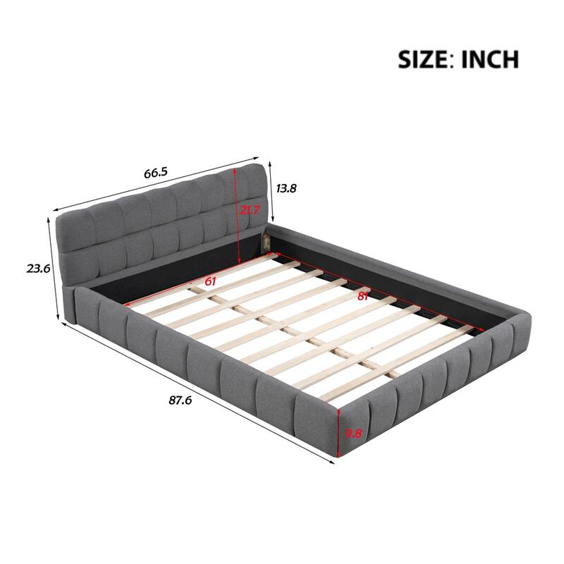 Upholstered Platform Bed with Thick Fabric,Grounded Bed/Solid Frame