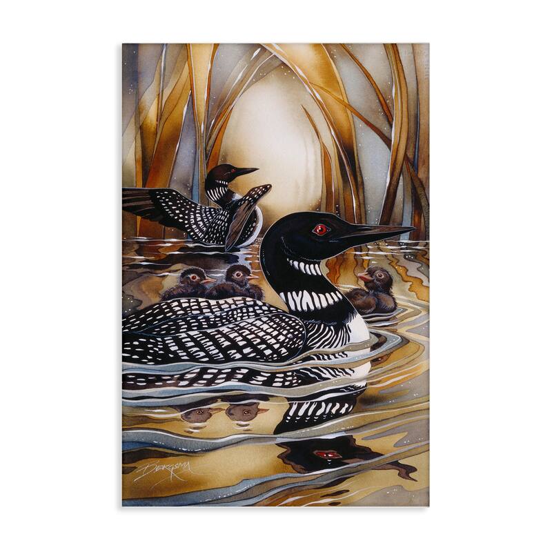 Stupell Loon Family Among Pond Ripples Canvas Wall Art Design By Jody Bergsma - 20 x 30