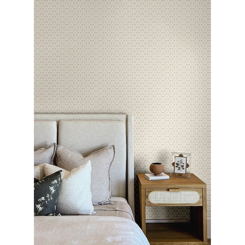 Chesapeake Phlox Grey Floral Stamp Wallpaper