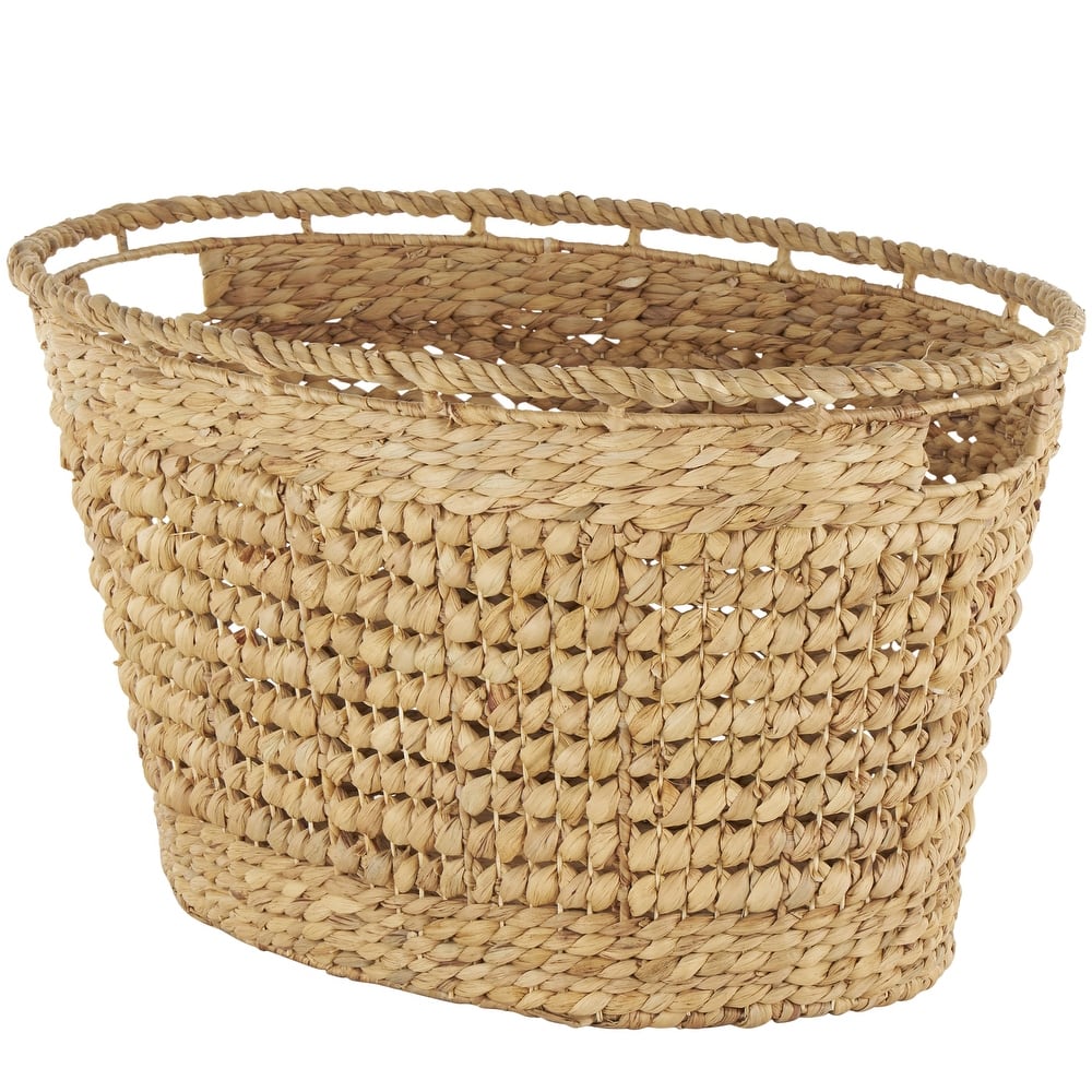 Seagrass Handmade Woven Oval Decorative and Functional Storage Basket with Elevated Rim - Brown - Roche River Decor