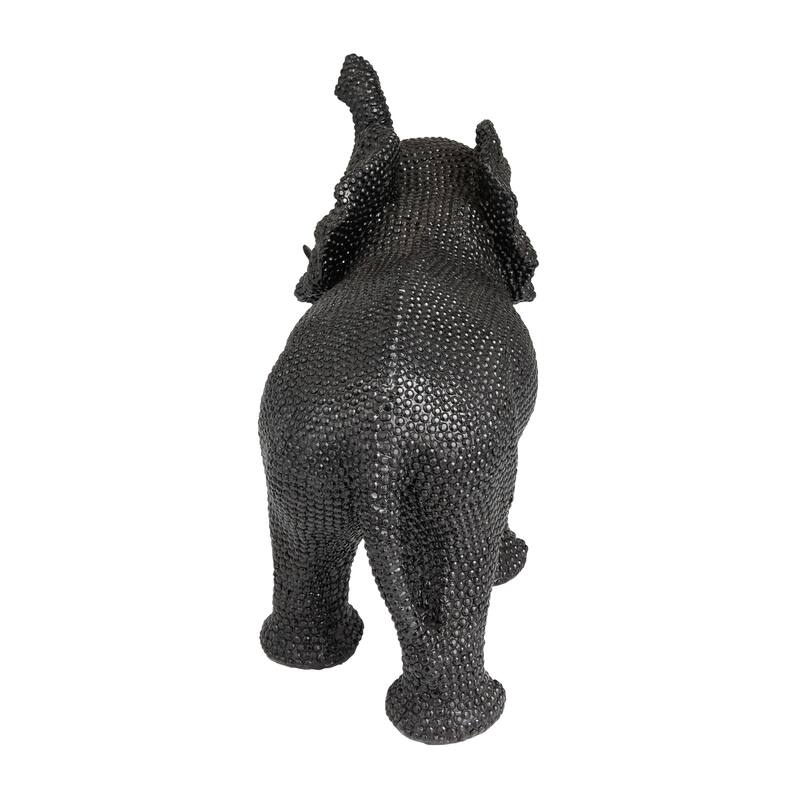 Black Polystone Elephant Decorative Sculpture