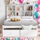 preview thumbnail 2 of 10, Full Size Platform Bed with Storage Headboard, Charging Station and 2-Drawers, White