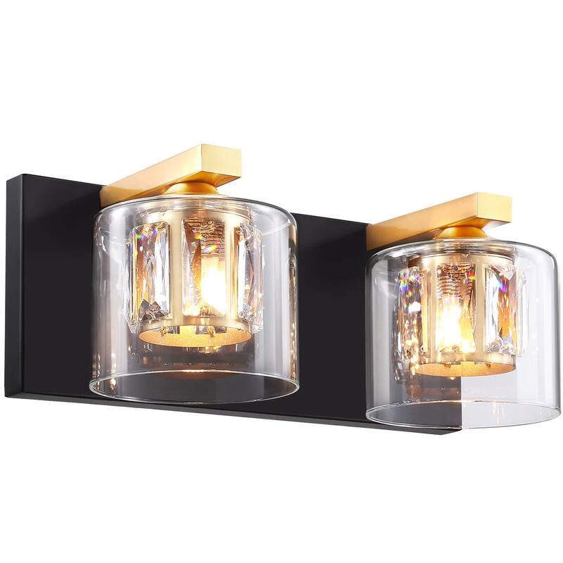Kolt Black & Gold Traditional 2-Light Bathroom Vanity Light